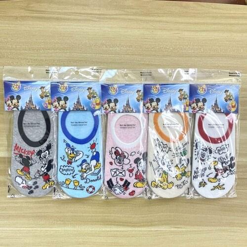 Disney Boat Socks Cartoon Comics Mickey Mouse Minnie Donald Duck Lady Boat Socks Home Fashion Cotton Boat Socks