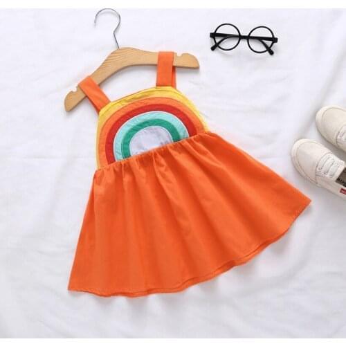 2021 Toddler Girl Dresses New Girls Princess Dresses rainbow Summer baby Girl Clothes sleeveless Baby Girl Dress Vestido Menina
