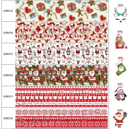 Santa Christmas Theme Pattern 10Yards 25mm/38mm/50mm/75mm Grosgrain/Satin Ribbon,30pcs/lot DIY Resins Accessories 200833