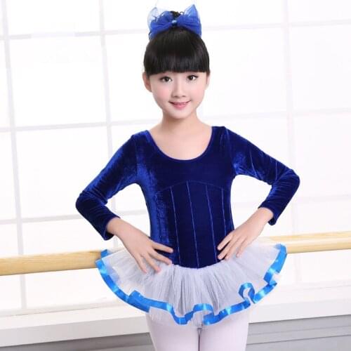 Girls Performance Clothes One-piece Ballet Dresses For Girls 2-15Y Children Velvet Ballet Dance Costume Kids Ballerina Clothes
