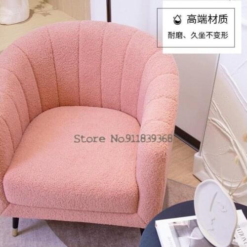 Single sofa light luxury Nordic modern living room bedroom small apartment fabric sofa leisure single chair wrought iron legs
