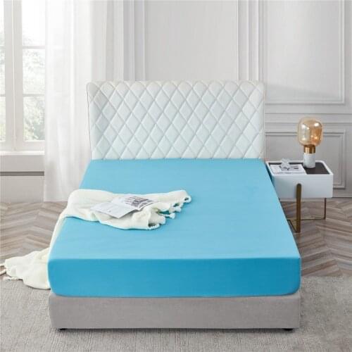 Solid Fitted Sheet Mattress Cover with all-around Elastic Rubber Band Bed Sheet