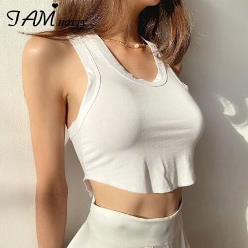 Casual Basic Solid Tank Camis Women Sunmmer 2021 White Sports Cotton Tube Tops Streerwear Vests Corset Fitness Clothes Iamhotty