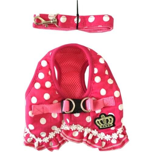 Luxury Dot Design Pet Dogs Chest Harness Cute Small Puppy Supplies Dog Collar Leash Set Accesorios Para Gatos Chihuahua