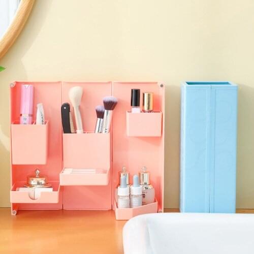 Folding standing pencil case desktop magnetic opening closing plastic pencil case office pencil case cosmetic case