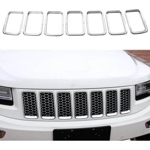 7pcs Front Grille Grill Inserted Ring Trim Cover Replacement for Jeep Grand Cherokee 2014-2016