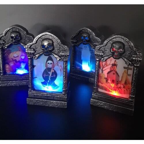 Halloween Glowing LED Tombstone Light Halloween Home Garden Decor Retro Simulation Pumpkin Skull Gravestone Lamp Halloween decor