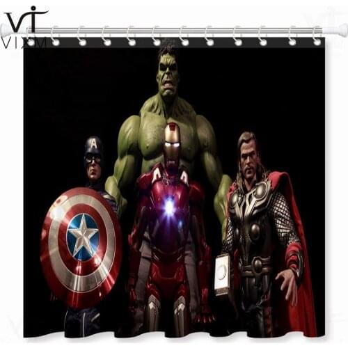 The Averger Series Waterproof Shower Curtain 3D Anime Polyester Fabric Bath Curtain For Bathroom Decor With Accessories Shower