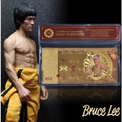 WR Hot Sale New Colored Banknote Wholesale Bruce Lee 100 Gold Foil Banknote for Value Collection with VOA Frame