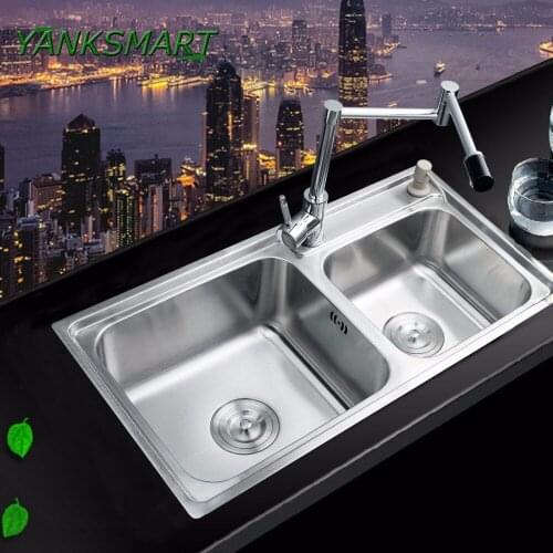 YANKSMART Swivel 360 Kitchen Faucet+Bathroom Sink Faucet Torneira Stainless Steel WashBasin Countertop Mixer Tap set