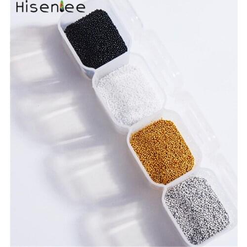 Golden Silvery Micro All New Glass 4 Grid/Box Nail Art Caviar Beads Mermaid 3D Glass Stud Design Decorations Accessory Tool