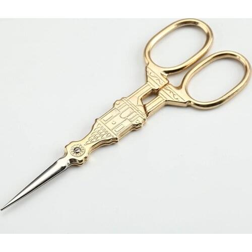 ZOTOONE Vintage Sewing Scissors Fabric Cloth Cutter Gold Big Ben Scissors Tailor Zig Zag Thread Cutter Embroidery Antique Craft