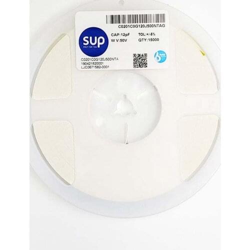 100PCS C0201C0G120J500NTAG Chip capacitor 0201 NPO 12pF 50V ±5% Thickness 0.3mm