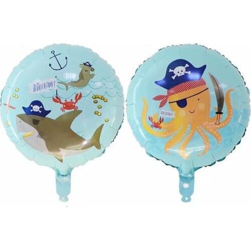 18inch 10pcs Marine Life Pirate Shark Shape Foil Helium Balloons Animal Party Decor Kids Inflatable Globos Childrens Day Gift
