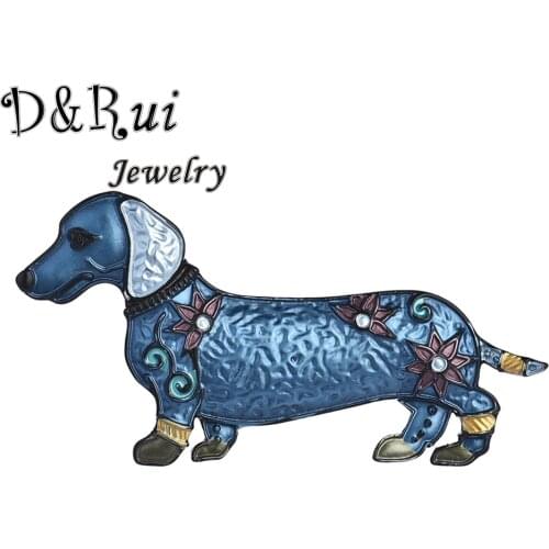 D&Rui Jewelry Handmade Drop Oil Animal Dachshund Brooch and Pin for Women Men Fashion Vintage Enamel Hot Hijab Brooches Pins