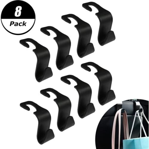 8Pcs Universal Car Back Seat Hook Bag Coat Purse Hanger Vehicle Headrest Organizer Storage Holder Hooks Car Interior Accessories