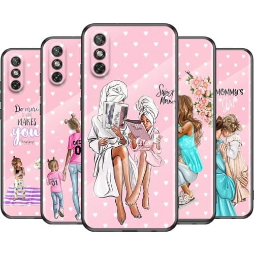 Hot Mom Love Baby Tempered Glass Cover For Huawei Y6 Y7 Y9 Y5P Y6P Y8S Y8P Y9A P Smart Z 2019 2020 2021 Phone Case