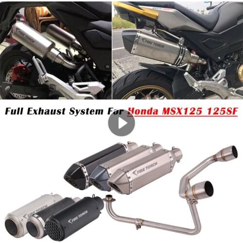 For Honda MSX125 MSX 125 SF Motorcycle Exhaust Full System Escape Modify Muffler Front Mid Link Pipe 2 Hole Silencer DB Killer