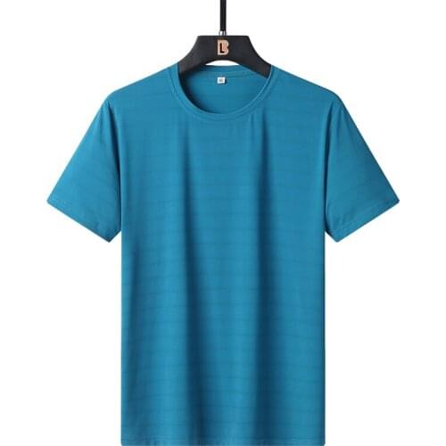 Pure Color 150KG Large Size T-Shirt Mens Summer Loose Light Color Ice Silk Ice Feeling Top Breathable Student Boys Short Sleeve