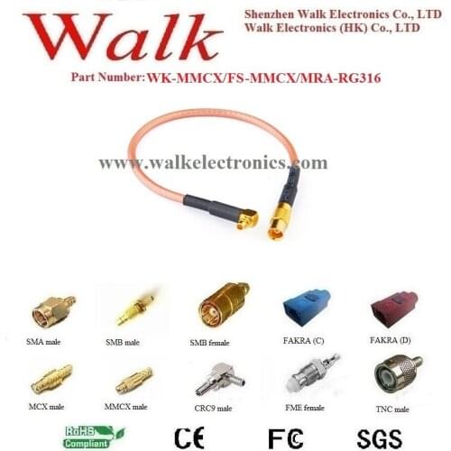 Mmcx female mmcx male RG316 cable, mmcx rg316 cable, mmcx connector cable