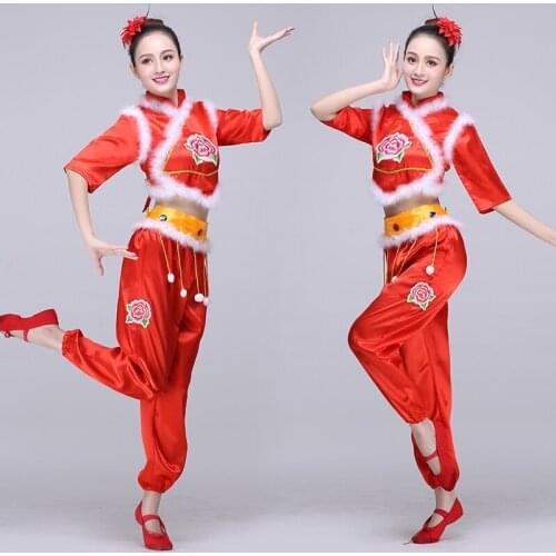 Chinese folk dance costume clothing hanfu ancient fan dance traditional Chinese dance costumes Stage dance wear DD1968