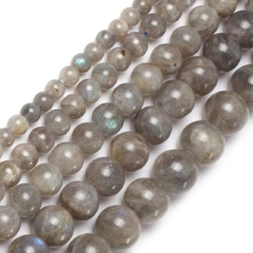 6-14mm Natural Round Gray Labradorite Stone Beads For Jewelry Making Beads Bracelets For Women 15'' Needlework DIY Beads