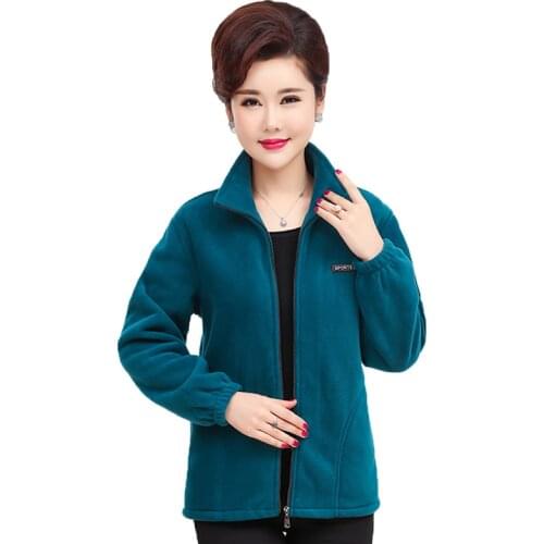Middle-Aged Elderly Spring Autumn Womens Jackets Large Size 5XL Casual Zipper Ladies Coat Sweatshirt Fleece Outerwear Tops