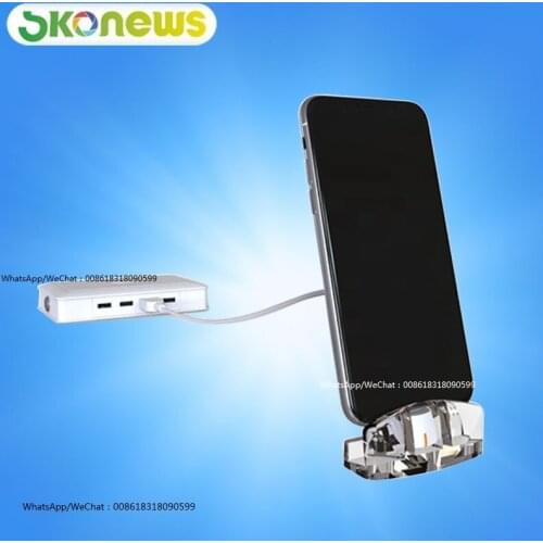 Multi Port USB Anti Theft Alarm 8 Ports Security Charge Controller Vertical Acrylic Display System For Cellphone