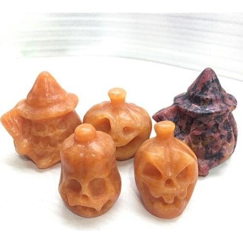 Natural polished quartz sunstone plum blossom tourmaline hand-carved pumpkin healing crystals for folk crafts