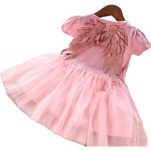 New Summer Girl Dresses Baby Wings Embroidered Tulle Wear Children Splicing Fashion Sundress Kids Mesh Princess Dress 2-6 Years