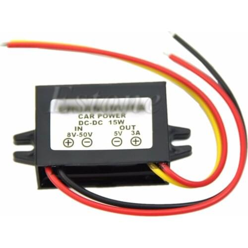 New DC Waterproof 12/24V to 5V 3A 15W Buck StepDown Converter Module Car Power