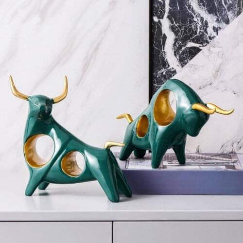 Ox Shape Resin Crafts Fortune Luck Desktop Ornaments Home Decor New Year Gift Figurines Miniatures