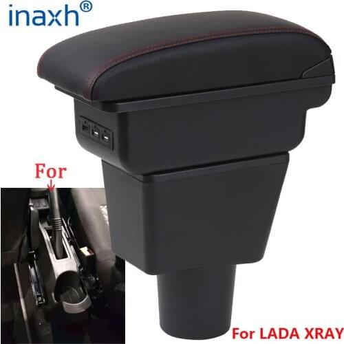 For LADA XRAY Armrests box central storage box Retrofit parts Car Armrest with USB LED light Easy to install