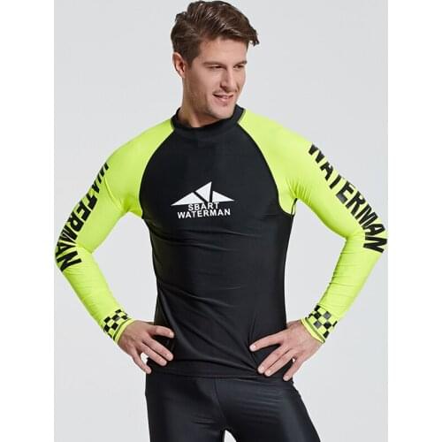 Rash Guard Men Long Sleeve UPF 50+ UV Protection Swimsuits Top Shirts Skins Tee Compression Base Layer Wetsuit Rashguards Swim