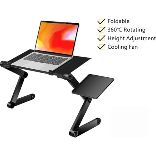 D2 Adjustable Laptop Desk Stand Portable Aluminum Ergonomic Lapdesk For TV Bed Sofa PC Notebook Table Desk Stand With Mouse Pad