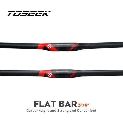 TOSEEK Matte Black Fibre Bicycle MTB Riser -17 Degree One-shaped Integrated Handlebar With Stem For Mountain Bike Parts
