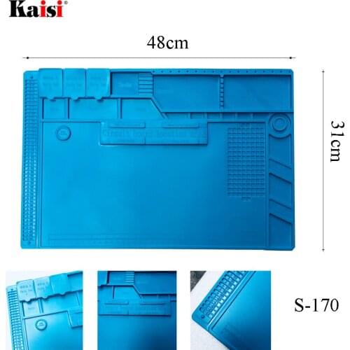 S-170 48x31cm Heat Insulation Silicone Pad Electrical BGA Soldering Repair Station Maintenance Platform with Screw Location Mat