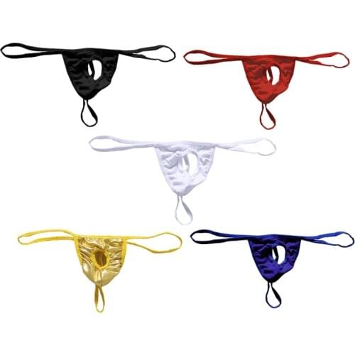 Sexy Opening Ring Ball T-Back Mens G-String Lingerie Underwear Sexy Hollow Out Underpant G-String T-back Lingerie Knicker Thongs