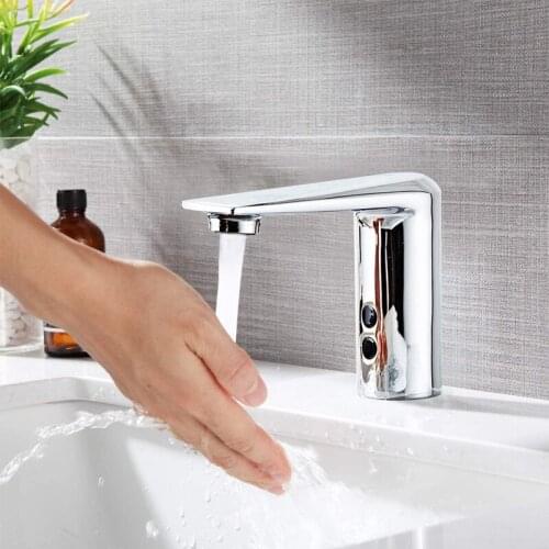 Sensor Faucet Automatic Inflrared Sensor Hand Touch Tap Electric Touchless Bathroom Sink Mixer Basin Water Tap Deck Mounted