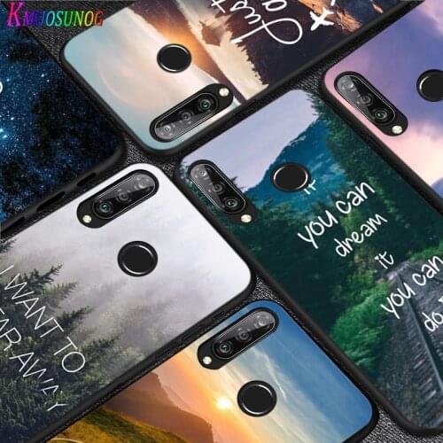 Silicone Black Cover Mountain Sea Beach Travel for Huawei P40 P30 P20 Pro P10 P9 P8 Lite E Plus 2019 2017 Phone Case Coque