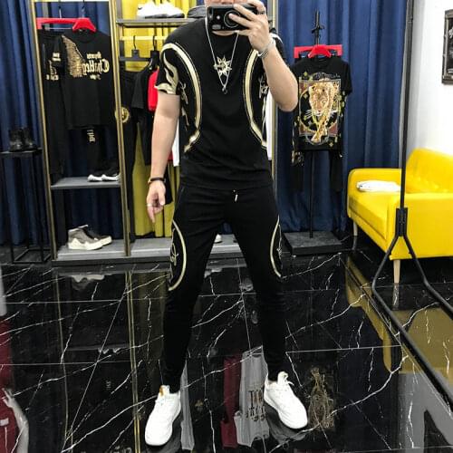 Sports Outfits mens ice silk summer students Korean fashion handsome youth leisure running clothes mens set