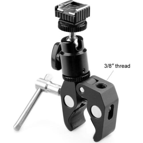 Super Clamp Mount V2 w/ Ball Head Cold Shoe Mount and Coolclamp Attach to Video