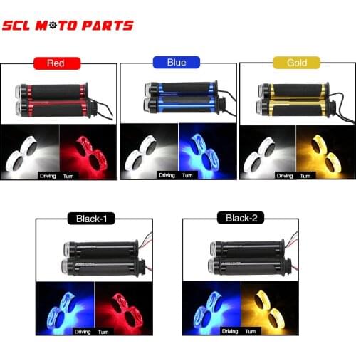 ALconstar-Motorcycle Universal 22MM 7/8'' Street & Racing Moto Grips with LED Handlebar Light One Set CNC Aluminum Grips Kit