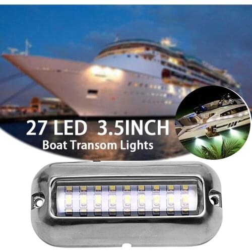 Universal 3.5inch 12V led 27 LED Marine Stainless Steel Under Water Pontoon Waterproof Boat Transom Light White/Blue/Green/Red