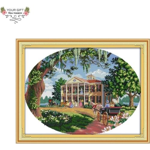 Your Gift F459 Free Shipping 14CT 11CT Counted and Stamped Home Decor South Estate Needlepoints Embroidery Cross Stitch Kits
