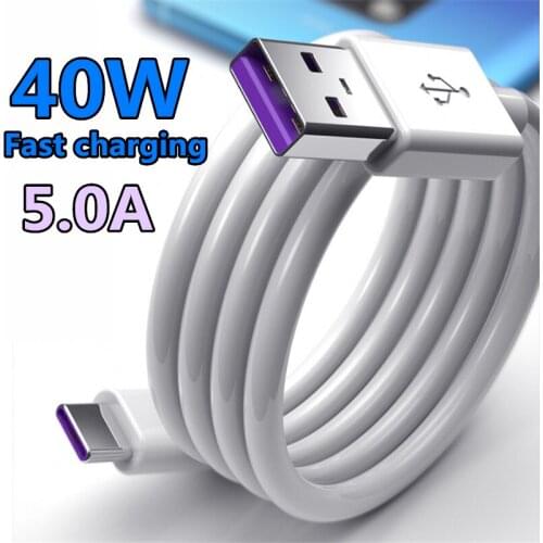 10PCS Hot 40W 5A Fast charge TYPE-C Data Cable phone charging cord usb c charging cable for Huawei P30 LeTV white usb cable