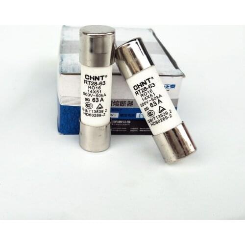 10pcs/lot CHINT RT28-63 (RO16) 63A Fuse Link 14X51 Fuse Fusible Core