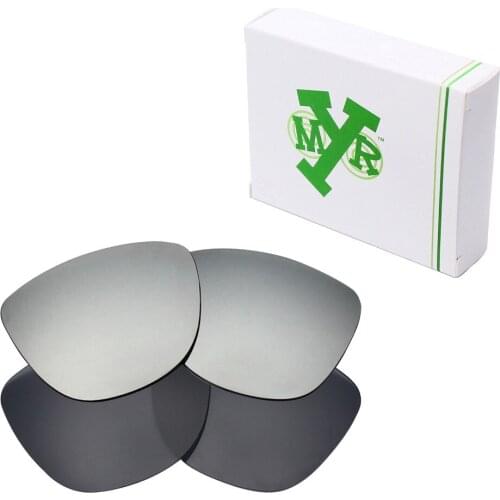 2 Pairs Mryok Anti-Scratch POLARIZED Replacement Lenses for Oakley Frogskins Sunglasses Stealth Black & Silver Titanium
