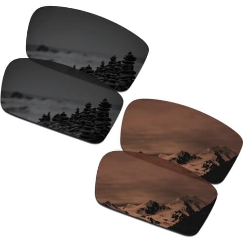 SmartVLT 2 Pairs Polarized Sunglasses Replacement Lenses for Oakley Twitch Stealth Black and Amber Brown