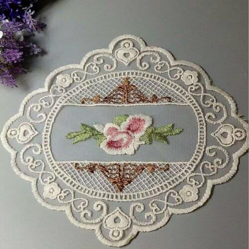 2 pcs Embroidered Flower Mesh Lace Ribbon Applique Trims for Covers Curtain Home Textiles Sewing Strip Ribbon Lace Fabric 23cm